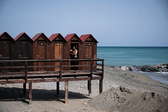  he owner of a bathing facility prepares beach cabins for the upcoming summer season on ay 14 2020 in lbissola arina near avona iguria during the countrys lockdown aimed at curbing the spread of the 19 infection caused by the novel coronavirus hoto by    