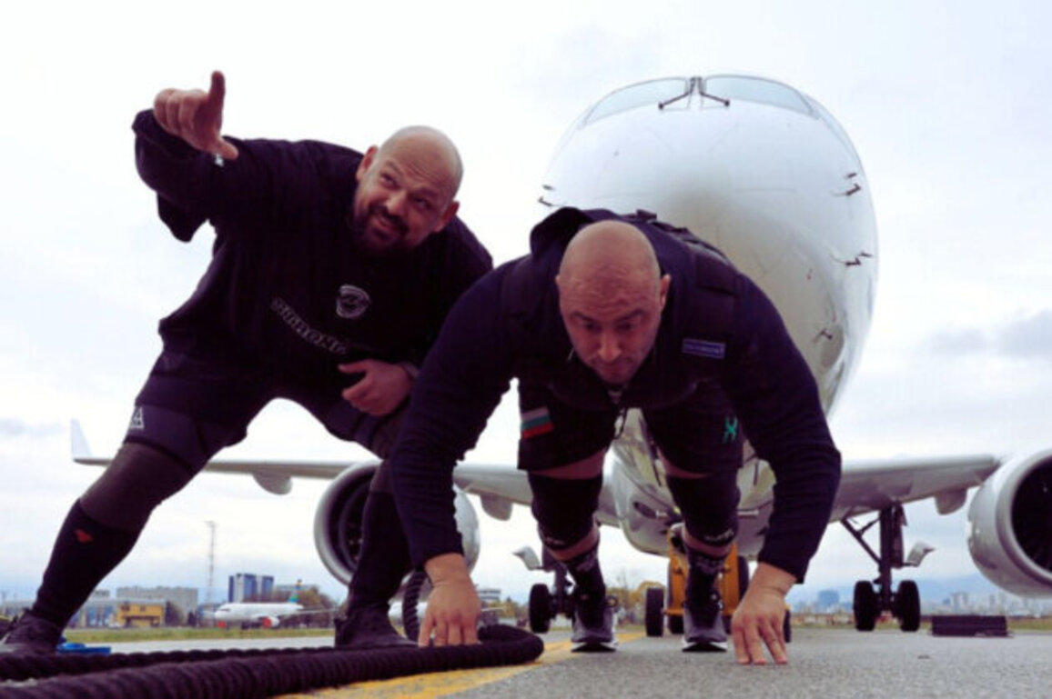 Bulgarian Strongmen Defy Limits, Pull Airbus A220-300 Over 25 Meters