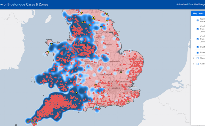 APHA interactive bluetongue map