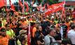 Thousands of unionists rallied in Brisbane yesterday against the China Australia Free Trade agreement.