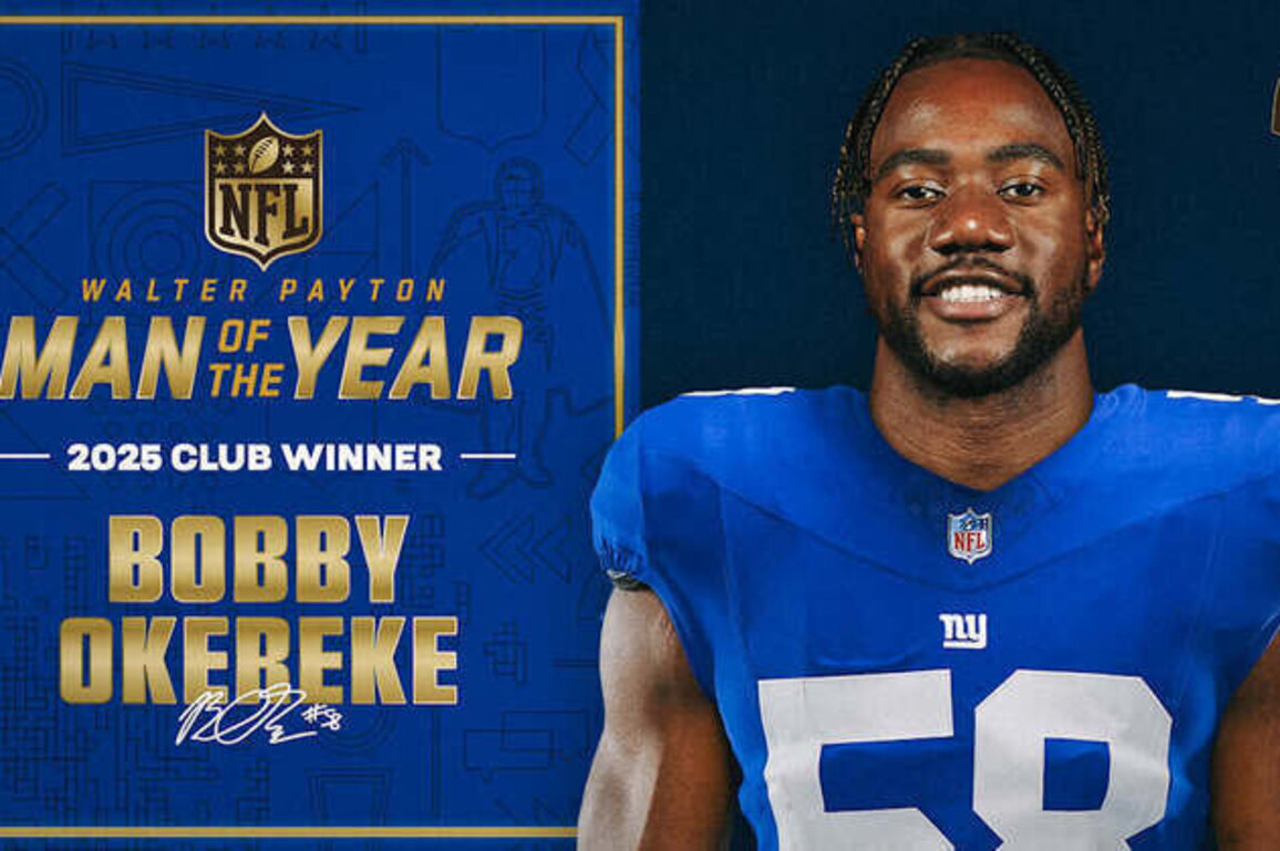 Bobby Okereke named Giants' Walter Payton NFL Man of the Year