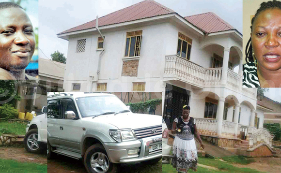 Jane Lule ku ddyo alumiriza bba Henry Bazira ku kkono okumubba ate wansi ye Pajero eyogerwako okubbibwa Bazira Jane Lule ku ddyo alumiriza bba Henry Bazira ku kkono okumubba ate wansi ye Pajero eyogerwako okubbibwa Bazira