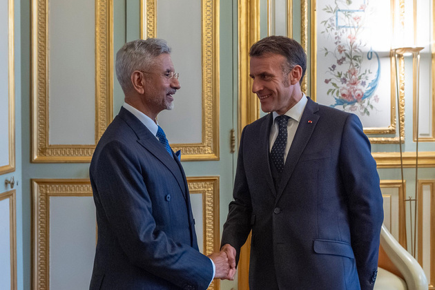 EAM Jaishankar meets French President Emmanuel Macron