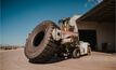 A large OTR tyre being moved at Bridgestone's Pilbara Mining Solution Centre.