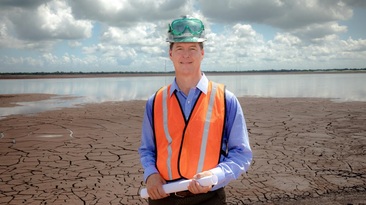 ElementUSA's Chris Young at the red mud tailings