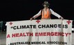 The group, called Health On The Frontlines, were protesting against the health effects of coal. 