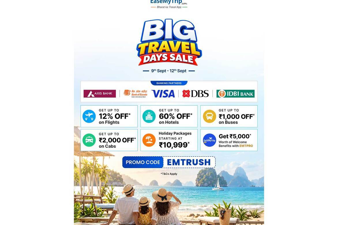 EaseMyTrip announces 'Big Travel Days Sale' with offers across flights, hotels and holidays