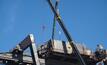 The East Arm Wharf Container Crane being dismantled following a 40+ year service.