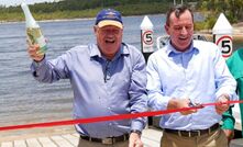 Mick Murray and WA Premier Mark McGowan cut the ribbon to officially open Lake Kepwari in Collie