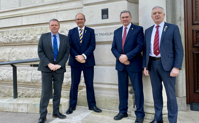 Left to right: NFUS president Andrew Connon, NFU president Tom Bradshaw, NFU Cymru president Aled Jones and Ulster Farmers' Union president William Irvine.