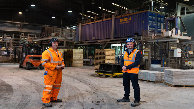 AG’s Alan Lamont (left) and Stephen Acheson at AG’s Toome plant which is one of AG’s locations where production is being ramped up in line with sales growth.