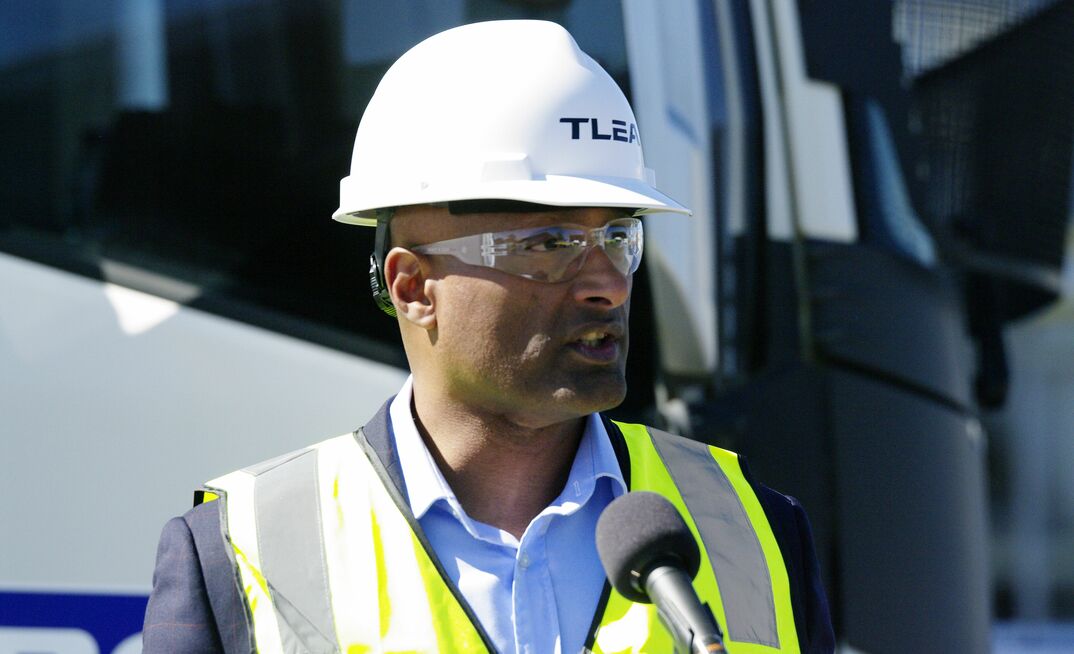 Raj Surendran speaking at the announcement of the BGC-TLEA TAS agreement.