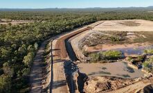 A temporary bund wall separating the northern and southern TSF cells.