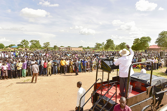 resident useveni addresses the people of ira in gali sub county on riday  hoto