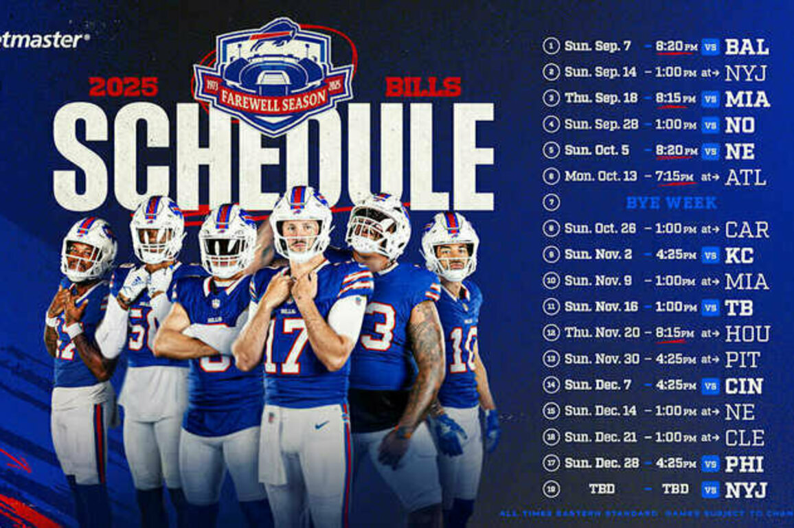 Bills 2025 schedule release | All 17 games officially announced