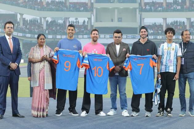 Delhi CM Rekha Gupta welcomes Messi, Suarez, De Paul to final Leg of GOAT India Tour