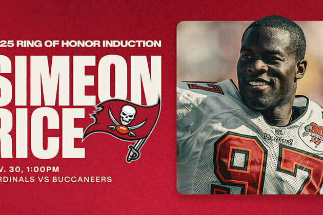 Simeon Rice to Become 16th Member of Buccaneers' Ring of Honor
