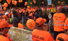  New Acland workers rallying to save their jobs back in November 2016