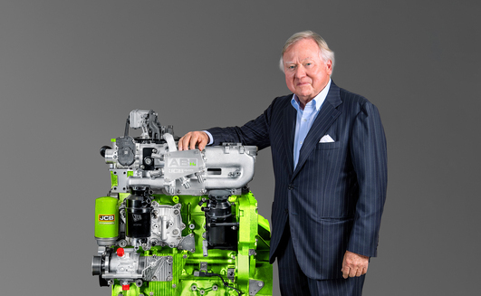 Lord Bamford with JCB's new hydrogen engine
