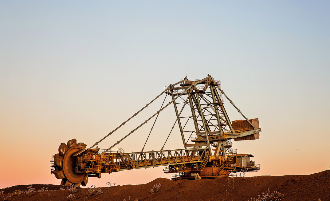 A reclaimer at the Yandi iron ore mine, approximately 13km from the Ministers North deposit.