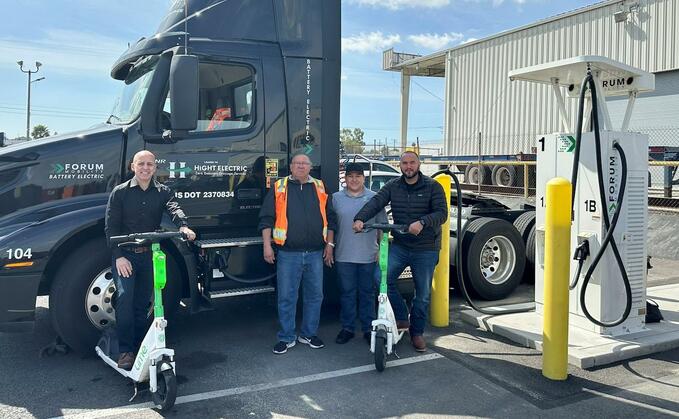 All Lime freight arriving in Los Angeles and Long Beach is now transported to depots via heavy-duty electric trucks from Hight Logistics. Source: Lime