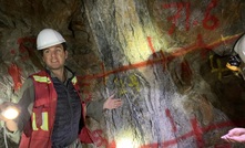 Jason Kosec spotlights the Alhambra vein underground at Talisker Resources' Bralorne mine, in British Columbia