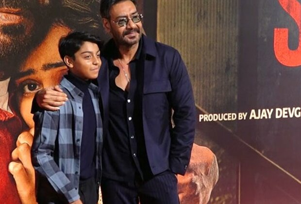 Ajay Devgn poses with son Yug at screening of his film 'Shaitaan'