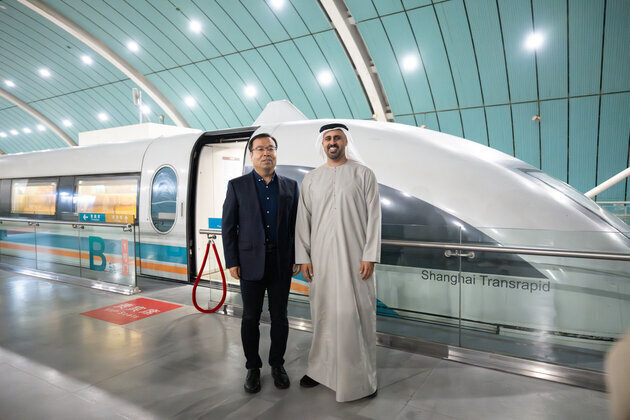 Theyab bin Mohamed inspects Shanghai Maglev train during visit to China