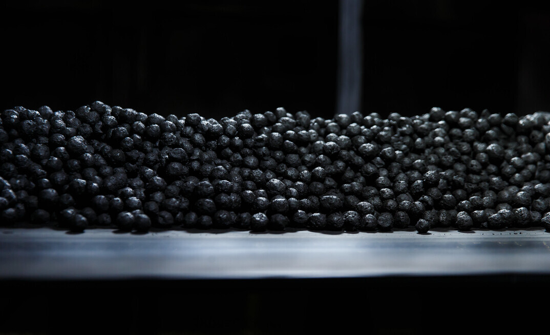 Iron ore pellets at Metinvest site.