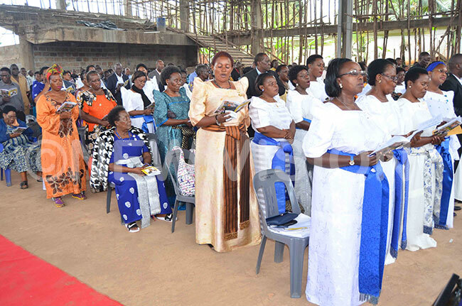   section of mourners during the funeral service 