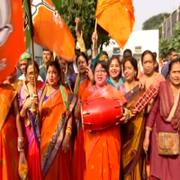 "Dhairya rakho mere bhagwan Modi par," BJP workers celebrate NDA's decisive performance in Bihar elections