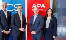 APA Group Executive Energy Solutions Darren Rogers, APA CEO and MD Adam Watson, CS Energy CEO Brian Gillespie and CS Energy Chief Commercial Officer Sophie Sangster.