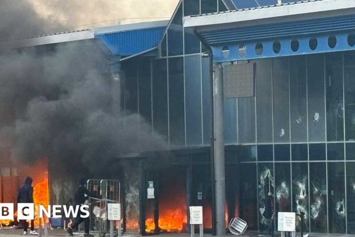 Larne- Leisure centre attacked in third night of violence in Northern Ireland
