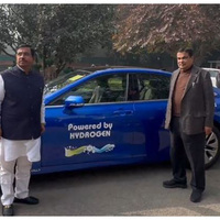 Minister Pralhad Joshi leads from the front, drives Hydrogen-powered car