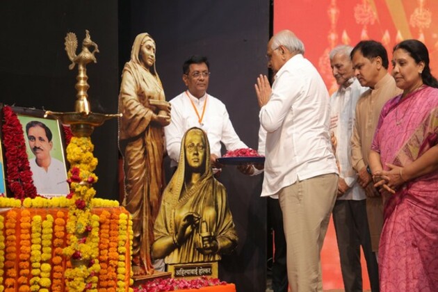 Gujarat Chief Minister Bhupendra Patel witnesses a light and sound multimedia show titled 'Punyashlok Devi Ahilyabai'