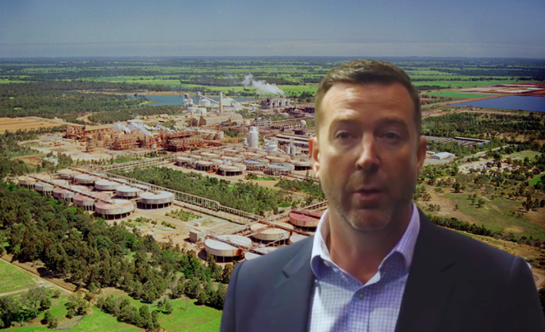 Western Gas re-emerge as Equus Gas with Alcoa deal in hand. Pictured Western Gas founder Will Barker in front of Alcoa's Wagerup refinery.