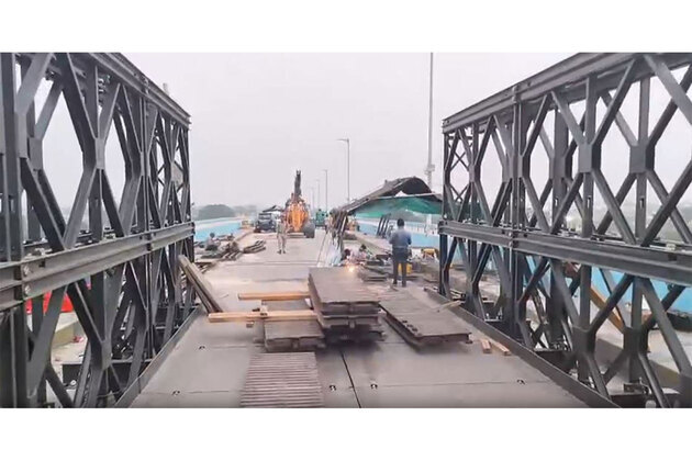 Bihar: Bailey bridge work on Vikramshila Setu nears completion