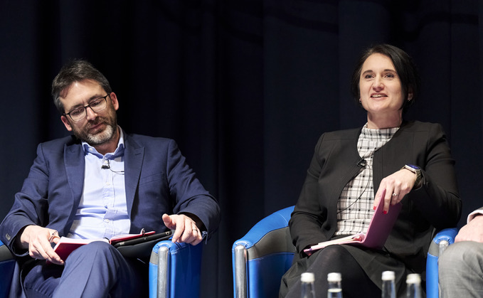 Joe Dabrowski and Louise Davey at the PLSA's investment Conference 2024. Photo: PLSA/ Malcolm Cochrane