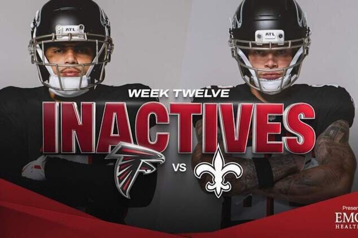 Atlanta Falcons Week 12 inactives vs. New Orleans Saints