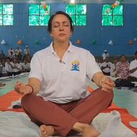 International Yoga Day: BJP MP Hema Malini participates in yoga session in Mathura