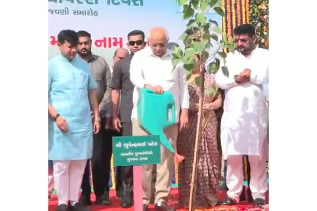 Gandhinagar: Gujarat CM Bhupendra Patel plants sapling under 'Ek Ped Maa ke Naam' initiative
