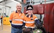  BMA electrical apprentice Mackenzie Reid with Blackwater mine general maanger Mike Fidel. 