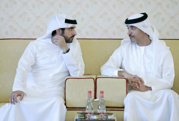 Hamdan bin Mohammed receives Hazza bin Zayed in Dubai