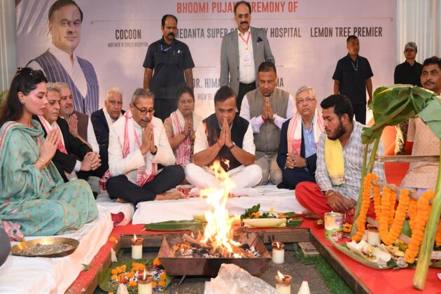 Assam CM Sarma performs bhumi pujan for 3 projects encompassing health and hospitality at Sarusajai with investment of Rs 800 crore