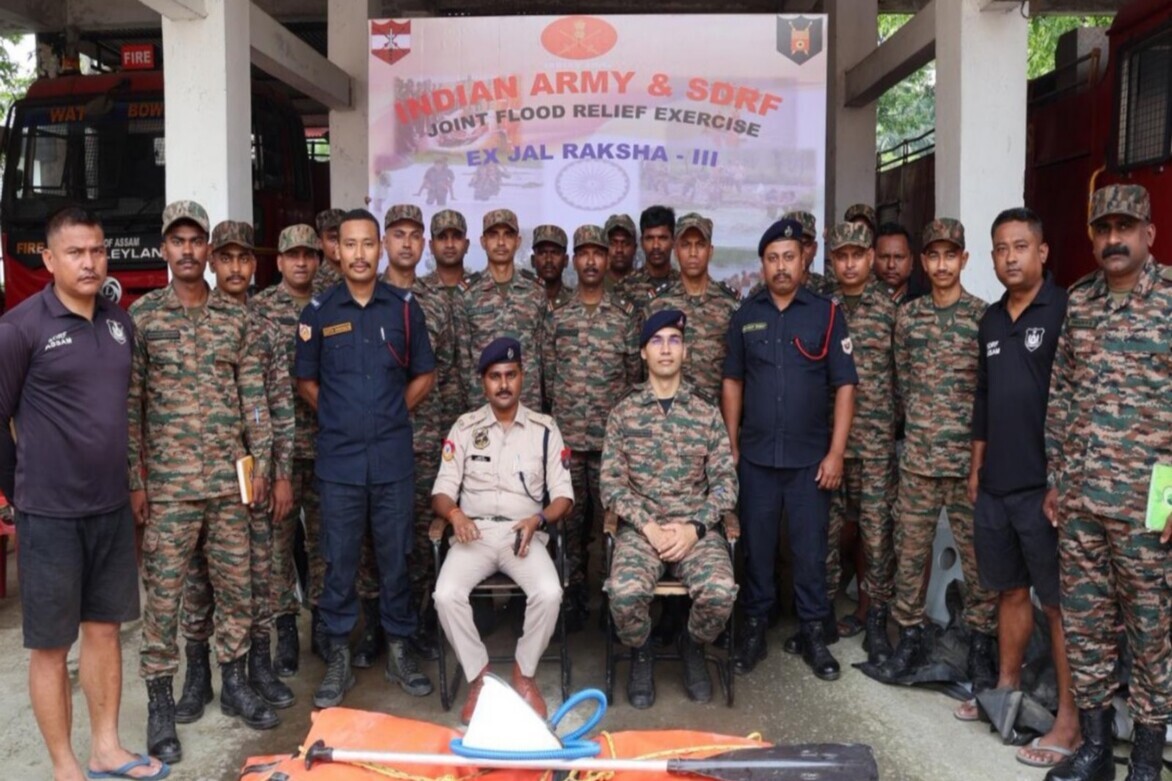 Joint Indian Army and SDRF flood relief exercise at Jorhat