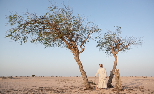 Omani men tasked with protecting Arabian oryxes in the resource-rich desert of the Al Wusta Governorate.