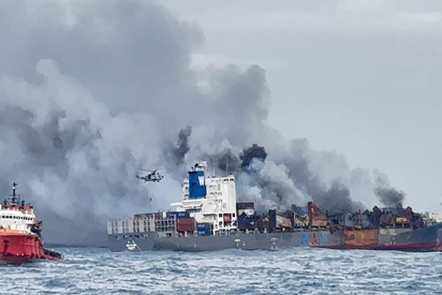 Indian Navy carries out successful aerial insertion of salvage team on distressed vessel MV Wan Hai 503