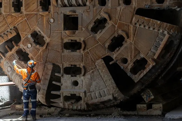 One of the TBMS used for the Sydney Metro West tunnels prior to its removal from the tunnels
