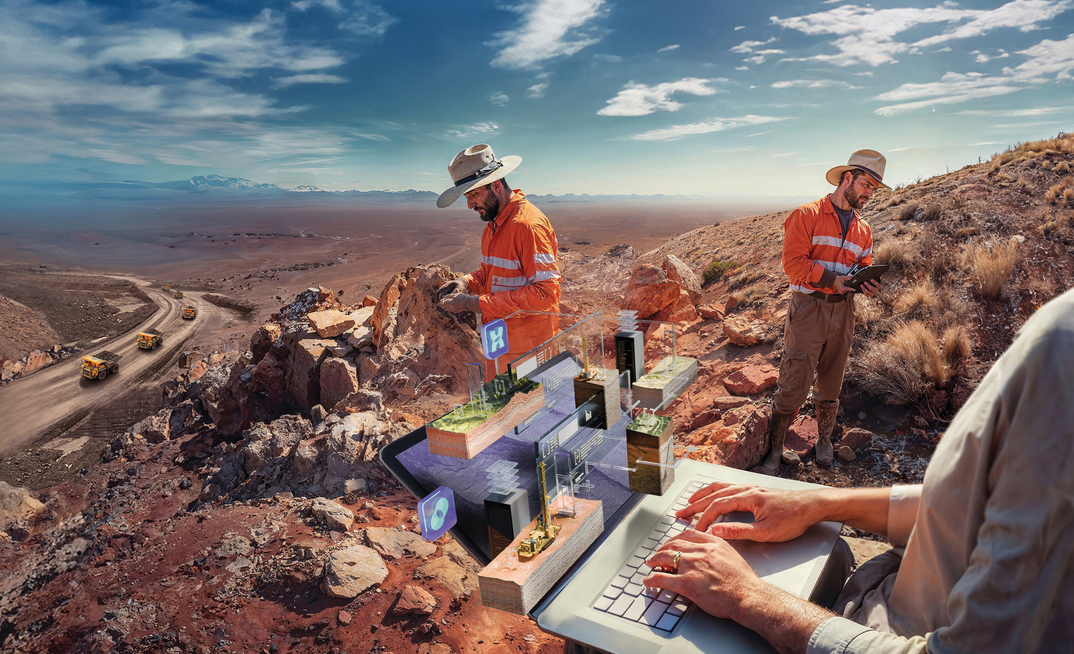 Micromine software in use.