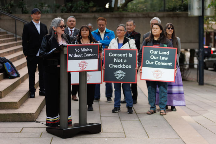 Xatśūll First Nation protests the Mount Polley expansion.